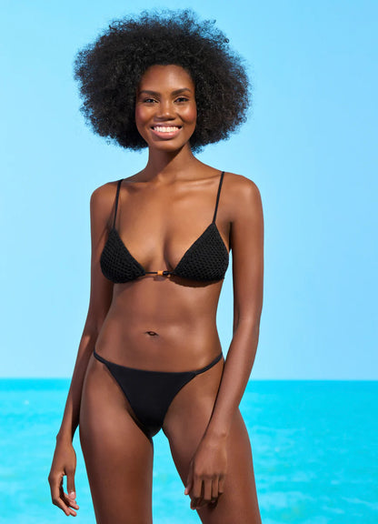 Midnight Black Zen Sliding Triangle Bikini Bottom