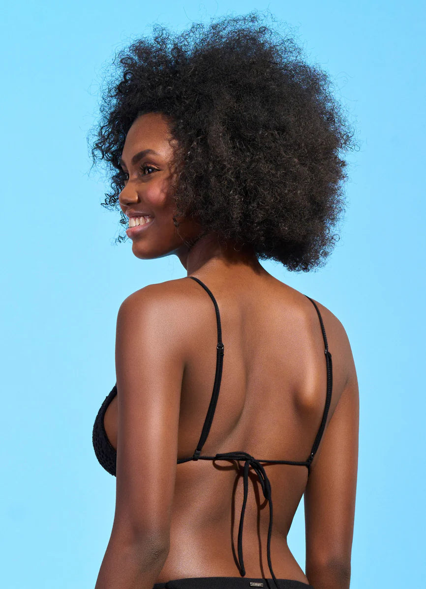 Midnight Black Zen Sliding Triangle Bikini Bottom