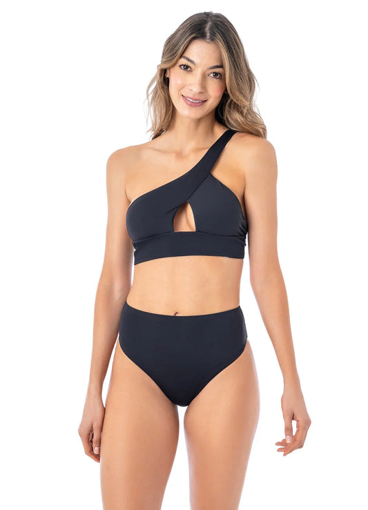 Maaji Ink Black Tamara One Shoulder Bikini Top