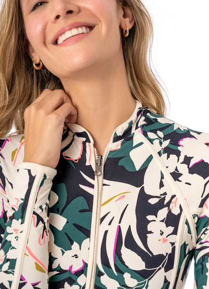 Tropical Leaves Cardi Surf One Piece